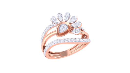 Eclat Peacock Plume Ring In Gold – 0.53 Ct Diamonds Elegance