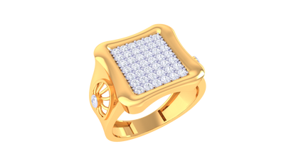 Éclat Quadrature Audacieuse – 0.55 Ct Round Diamond Gold Ring