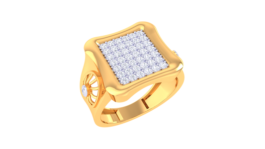 Éclat Quadrature Audacieuse – 0.55 Ct Round Diamond Gold Ring