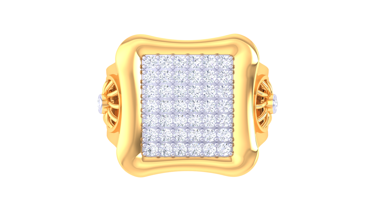 Éclat Quadrature Audacieuse – 0.55 Ct Round Diamond Gold Ring