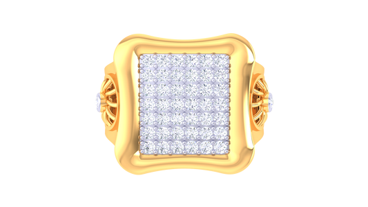 Éclat Quadrature Audacieuse – 0.55 Ct Round Diamond Gold Ring