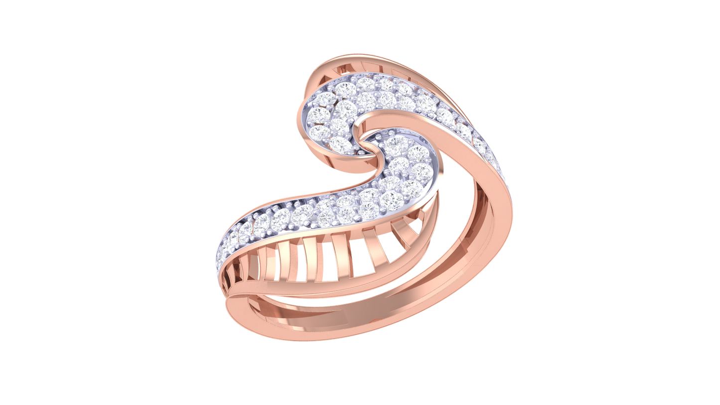 Eclat Twilight Waves Diamond Ring In Rose Gold – 0.37 Ct Brilliant Cut White Diamonds