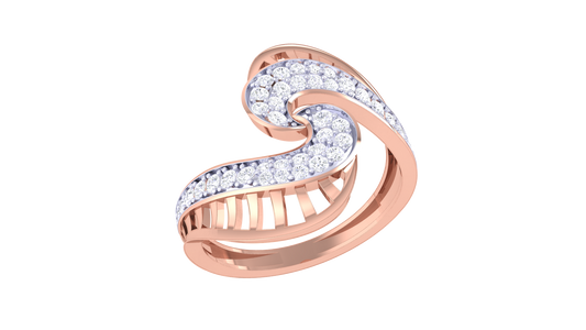 Eclat Twilight Waves Diamond Ring In Rose Gold – 0.37 Ct Brilliant Cut White Diamonds