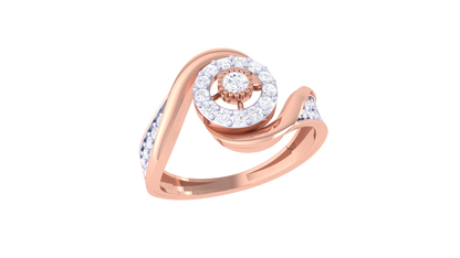 Lumiere Halo Bloom Ring In Rose Gold With 0.38 Ct Round Diamonds –  Asymmetrical Elegance and modern Artistry.