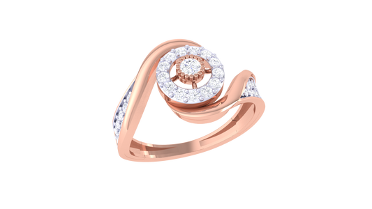 Lumiere Halo Bloom Ring In Rose Gold With 0.38 Ct Round Diamonds –  Asymmetrical Elegance and modern Artistry.