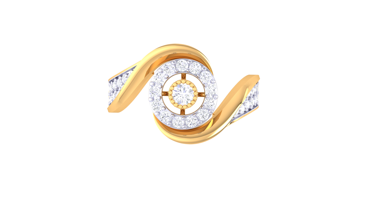 Lumiere Halo Bloom Ring In Rose Gold With 0.38 Ct Round Diamonds –  Asymmetrical Elegance and modern Artistry.