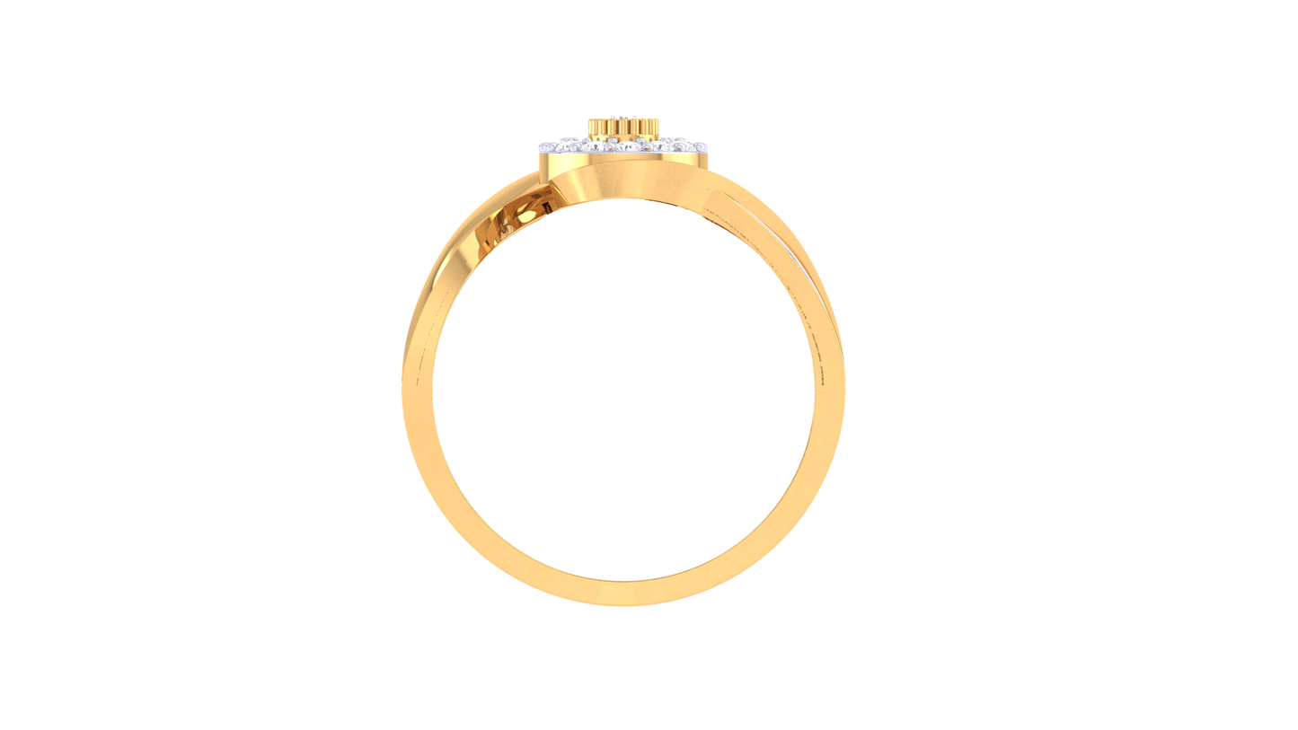 Lumiere Halo Bloom Ring In Rose Gold With 0.38 Ct Round Diamonds –  Asymmetrical Elegance and modern Artistry.