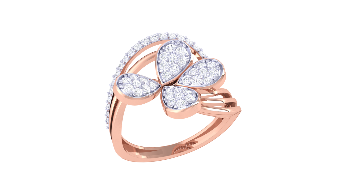 Eclat Blooming Radiance Band - 0.61 Ct Brilliant Cut Diamonds Petal Ring In Rose Gold