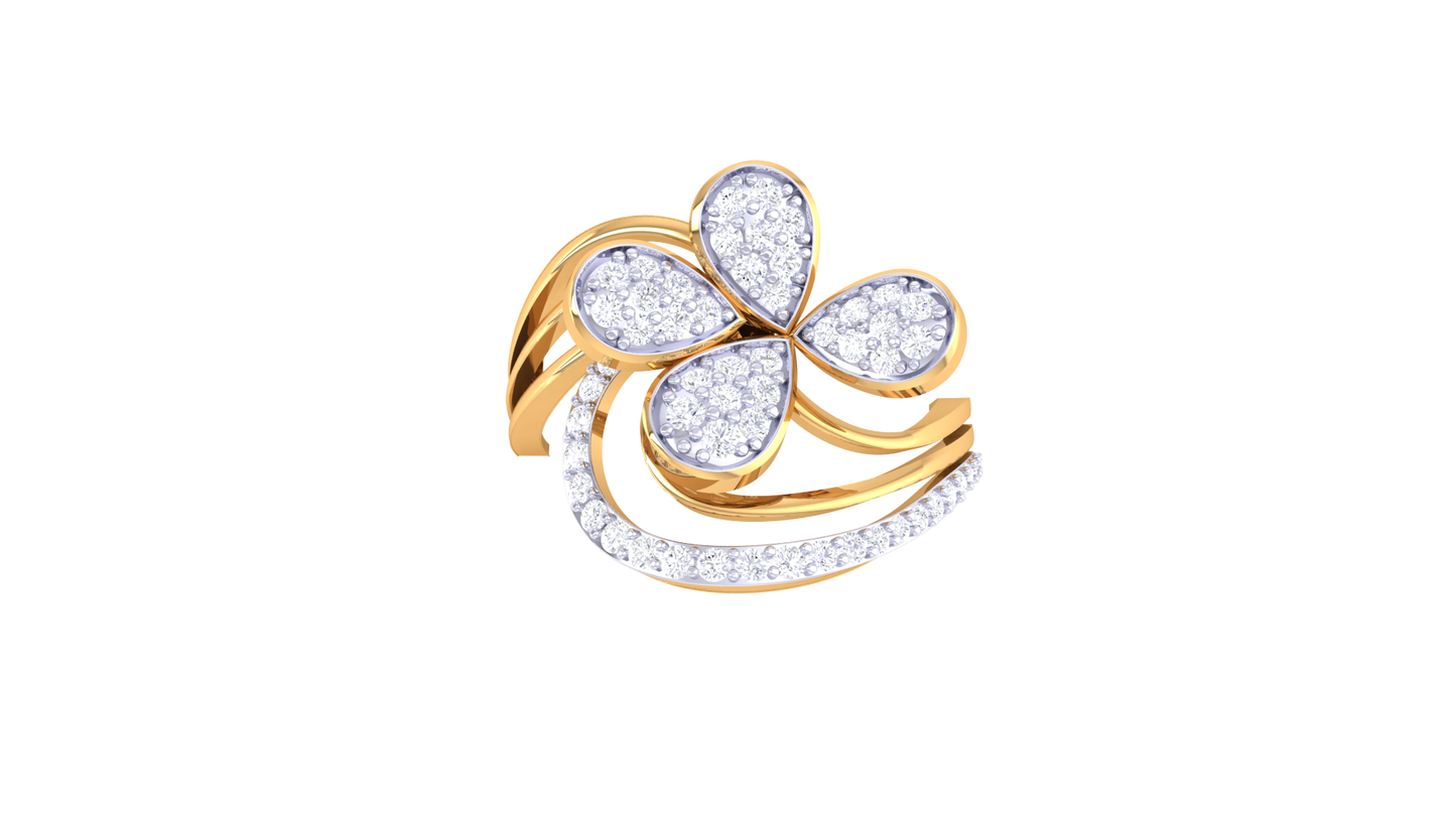 Eclat Blooming Radiance Band - 0.61 Ct Brilliant Cut Diamonds Petal Ring In Rose Gold