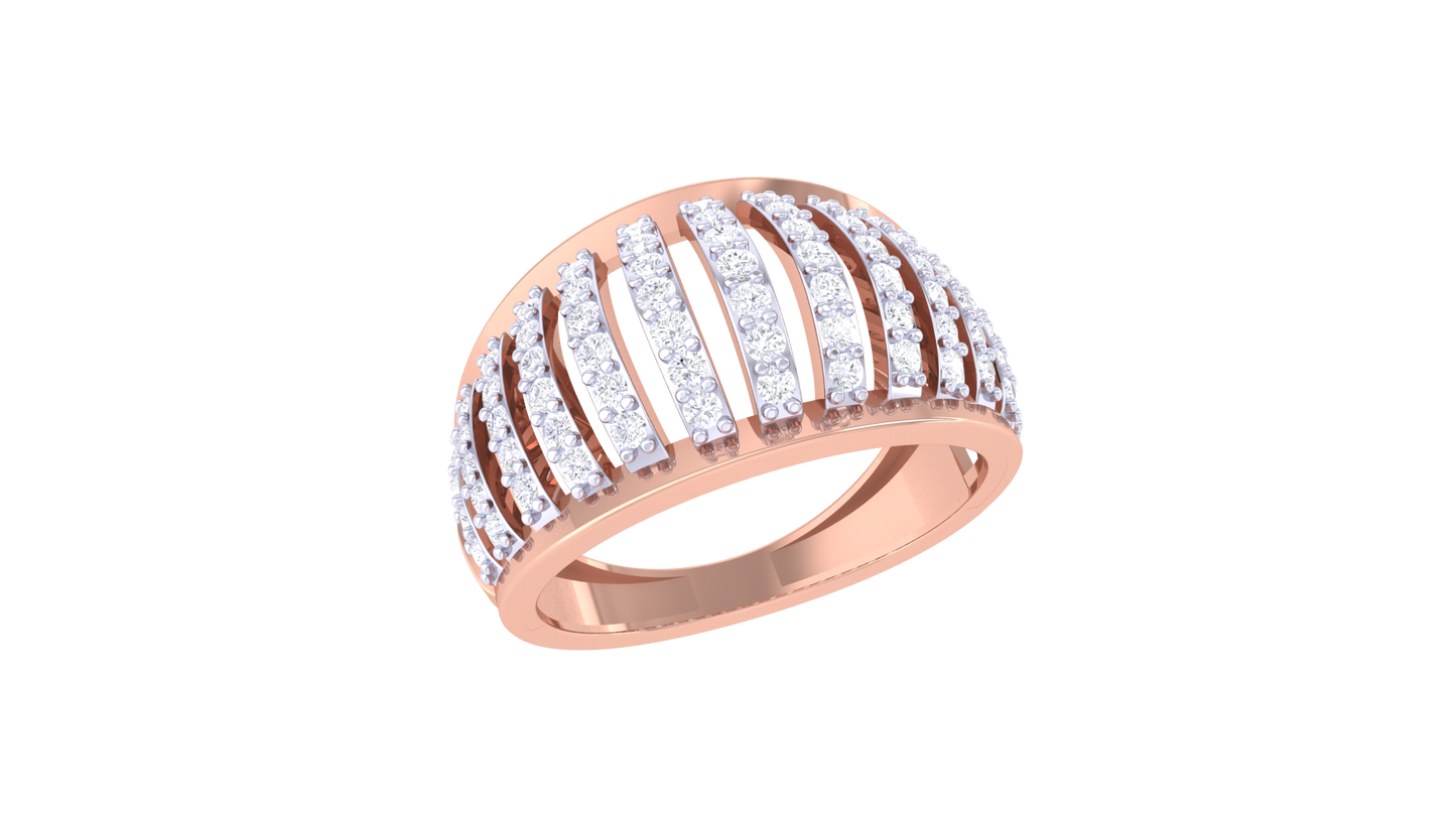 Eclat Parallel Brilliance Band- 0.61 Ct Round Cut Diamonds In Rose Gold Ring