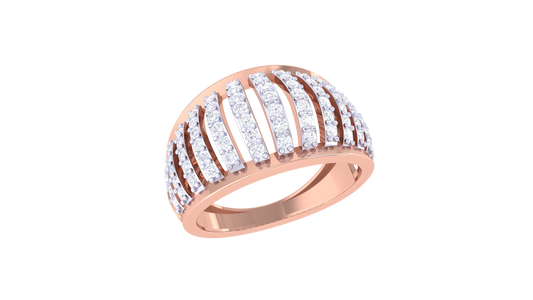 Eclat Parallel Brilliance Band- 0.61 Ct Round Cut Diamonds In Rose Gold Ring