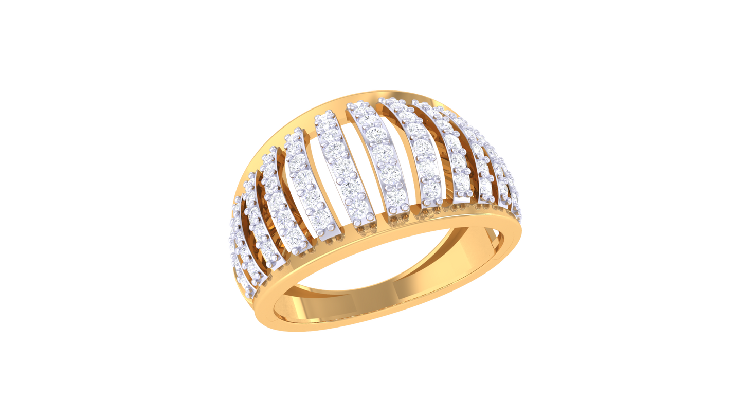 Eclat Parallel Brilliance Band- 0.61 Ct Round Cut Diamonds In Rose Gold Ring