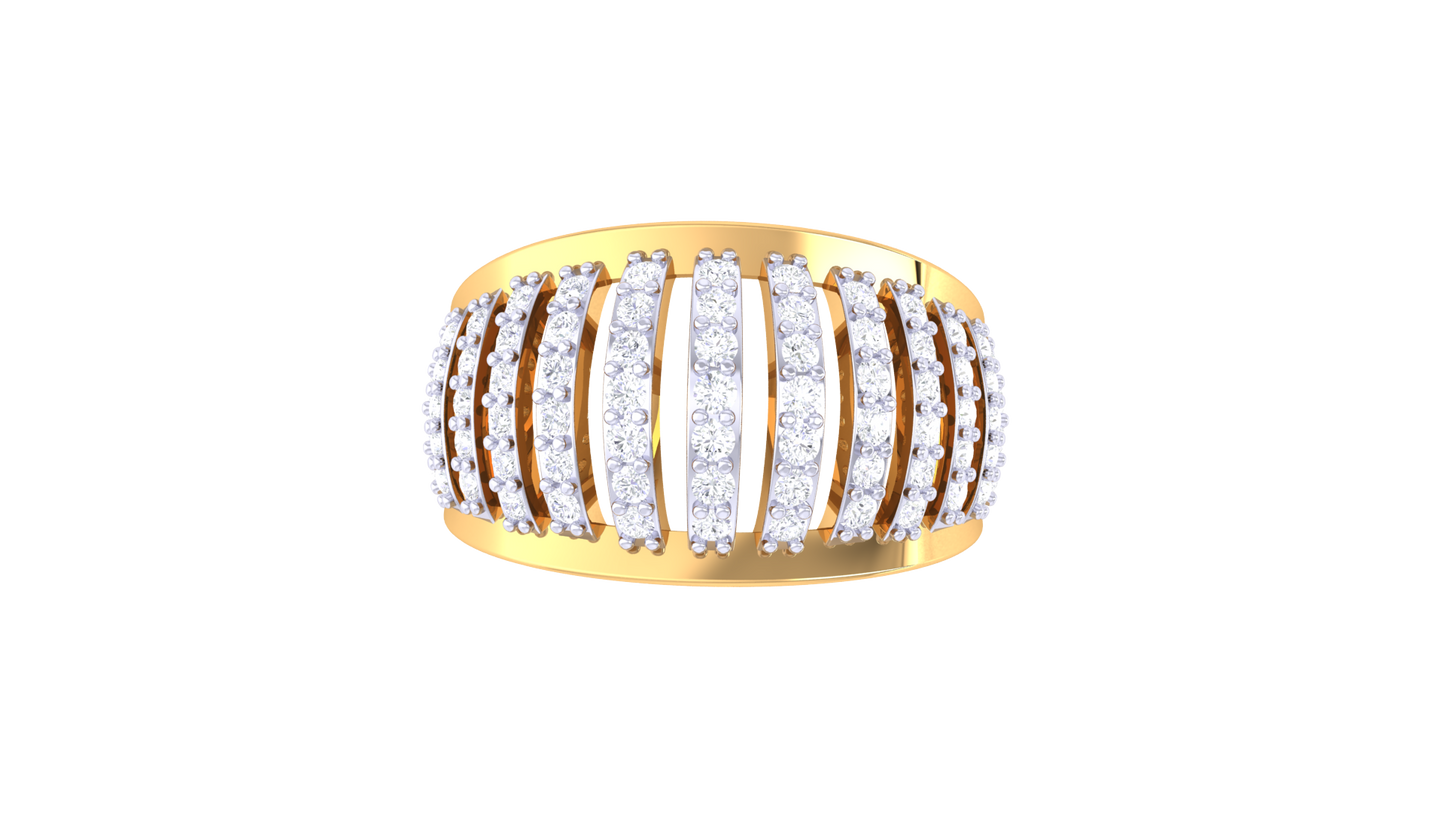 Eclat Parallel Brilliance Band- 0.61 Ct Round Cut Diamonds In Rose Gold Ring