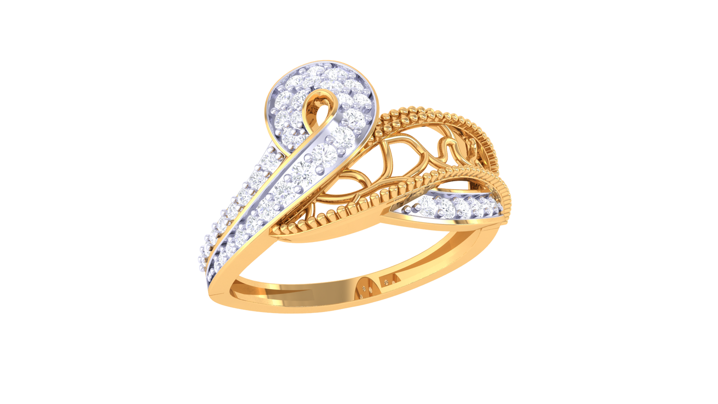 Eclat Swirl Ring In Rose Gold With 0.31 Ct Round Diamonds - Vintage Charm and Whirling Grace