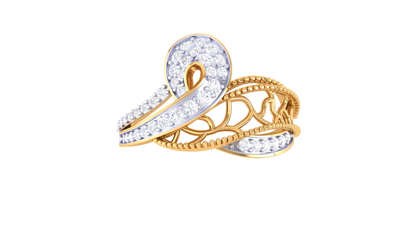 Eclat Swirl Ring In Rose Gold With 0.31 Ct Round Diamonds - Vintage Charm and Whirling Grace