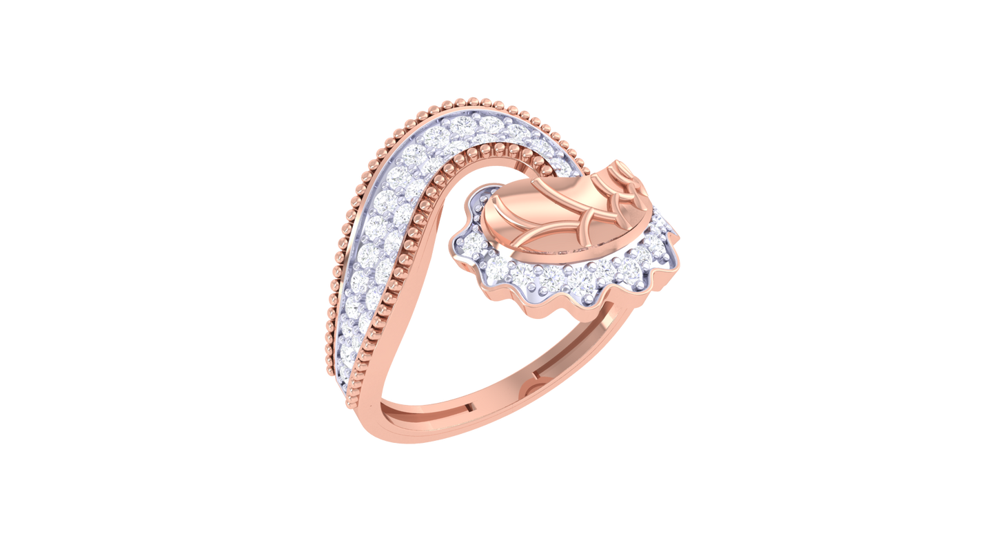 Lumiere Rose Bloom Ring in Yellow Gold – 0.40 Ct Pavé Set Diamonds Like Morning Dew