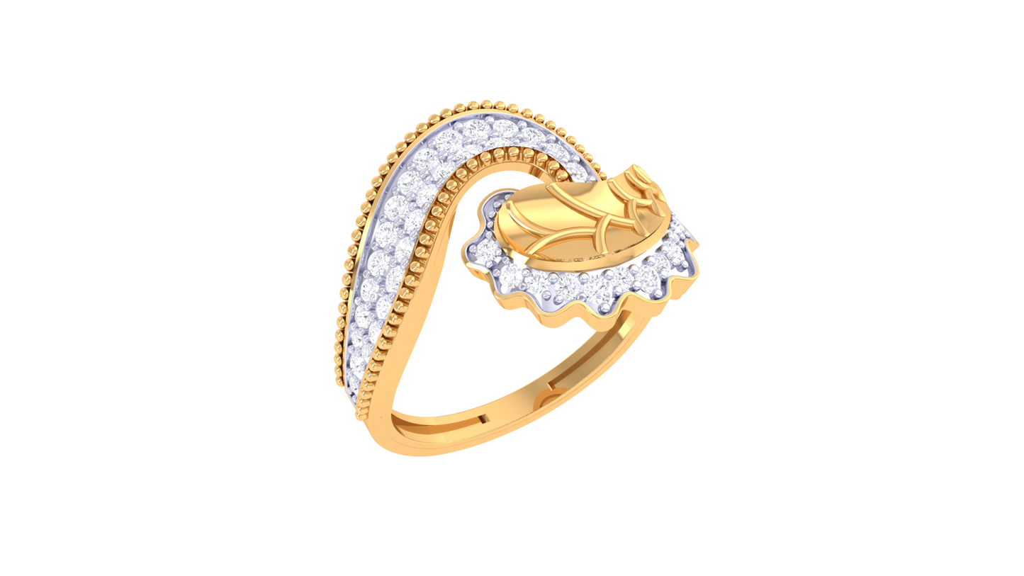 Lumiere Rose Bloom Ring in Yellow Gold – 0.40 Ct Pavé Set Diamonds Like Morning Dew