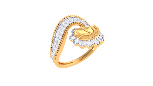 Lumiere Rose Bloom Ring in Yellow Gold – 0.40 Ct Pavé Set Diamonds Like Morning Dew