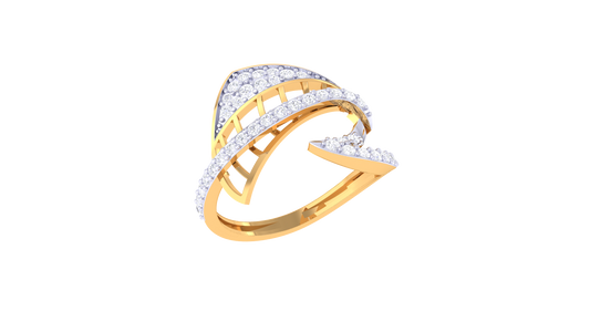 Eclat Geometric Bloom Open Ring In Rose and Yellow Gold – 0.40 Ct Pave Set Diamonds