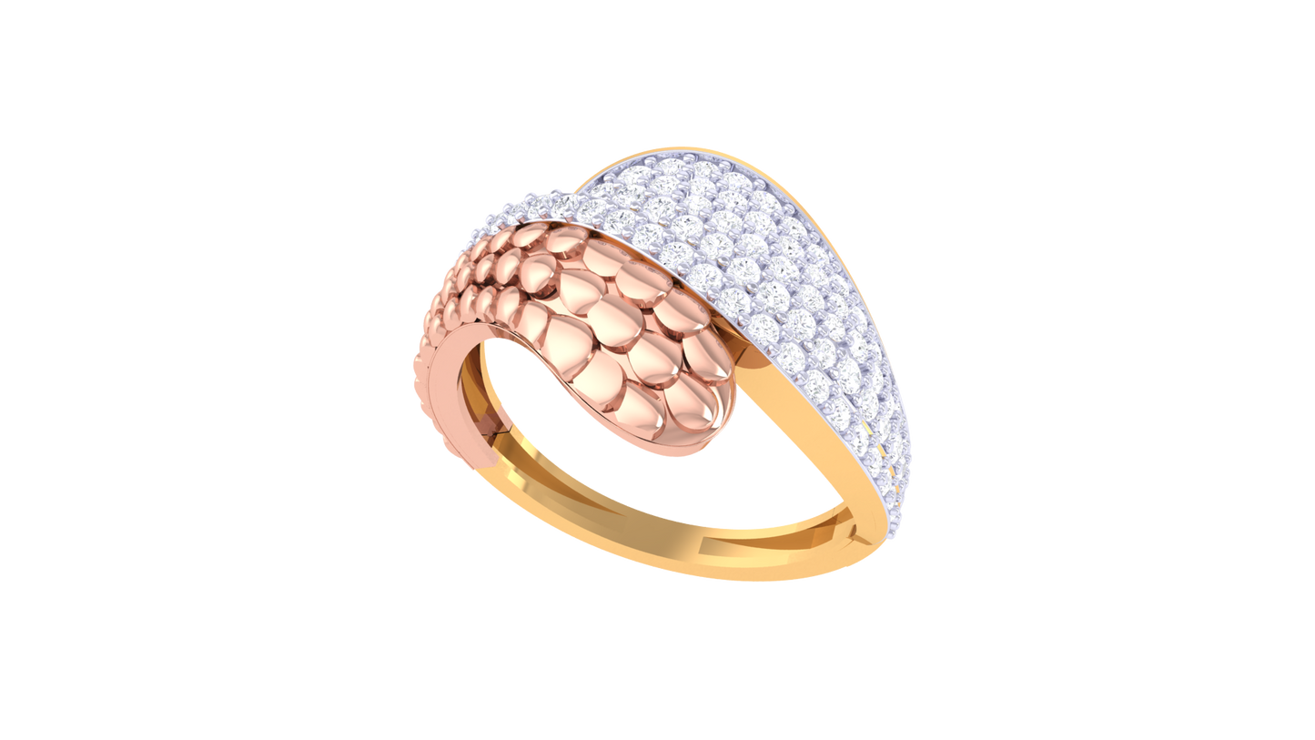 Lumiere Dual Aura Diamond Ring In Rose & Yellow Gold – 0.53 Ct Pave Set Diamonds