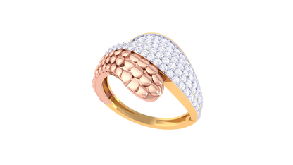 Lumiere Dual Aura Diamond Ring In Rose & Yellow Gold – 0.53 Ct Pave Set Diamonds