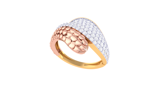 Lumiere Dual Aura Diamond Ring In Rose & Yellow Gold – 0.53 Ct Pave Set Diamonds