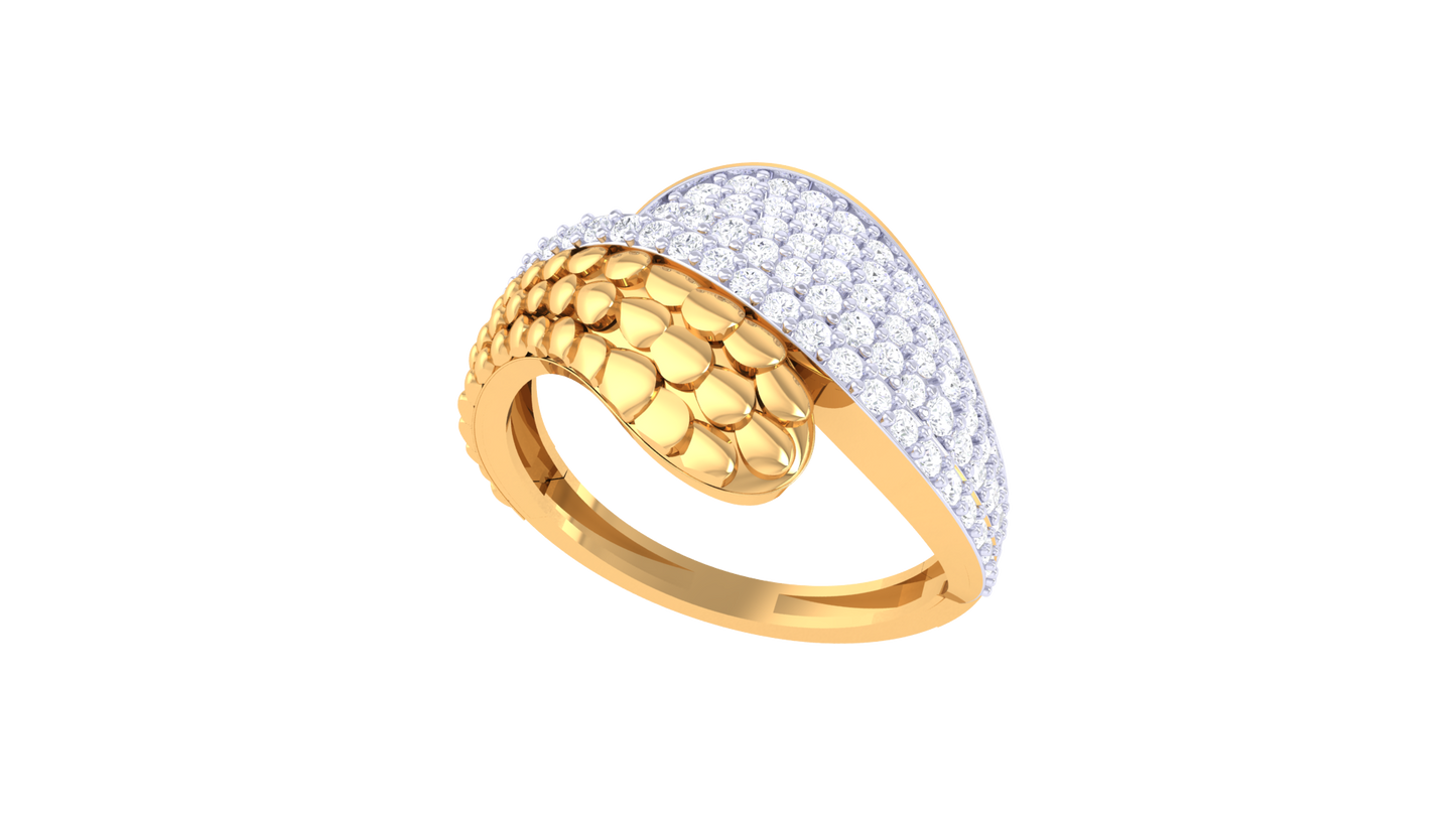 Lumiere Dual Aura Diamond Ring In Rose & Yellow Gold – 0.53 Ct Pave Set Diamonds