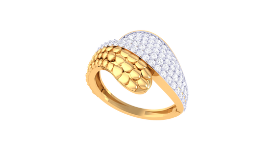 Lumiere Dual Aura Diamond Ring In Rose & Yellow Gold – 0.53 Ct Pave Set Diamonds