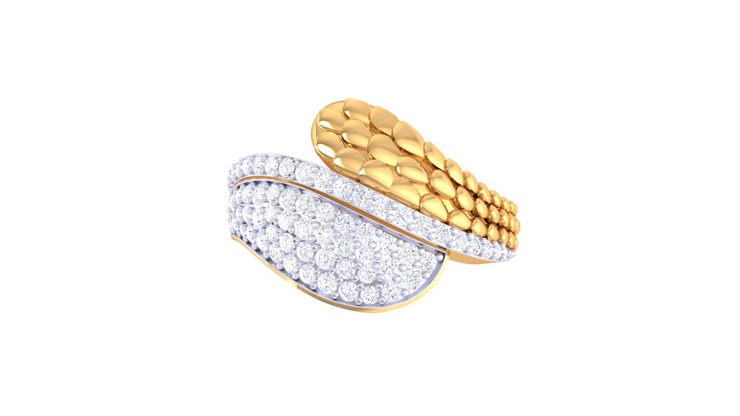 Lumiere Dual Aura Diamond Ring In Rose & Yellow Gold – 0.53 Ct Pave Set Diamonds