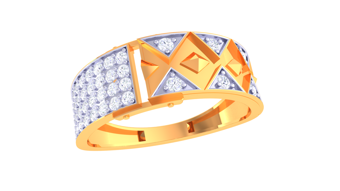 Éclat Paragon Matrix Gold Ring– 0.47 Ct Dazzling Round Diamonds