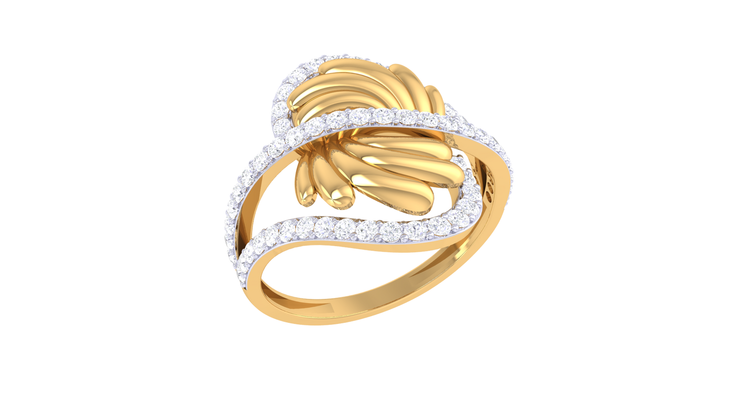 Lumiere Twist Halo Ring In Gold – 0.49 Ct Dazzling Diamonds