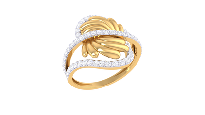 Lumiere Twist Halo Ring In Gold – 0.49 Ct Dazzling Diamonds