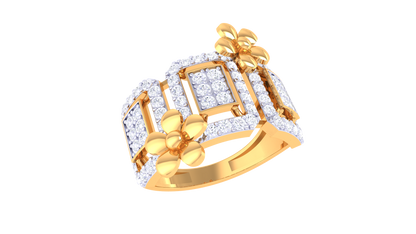 Lumiere Floral Geometry Ring In Gold – 0.84 ct Dazzling Diamonds