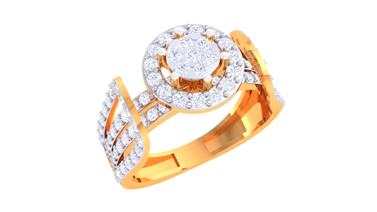 Lumière Halo Symphonie Gold Ring – 0.67 Ct Radiant Round Diamonds