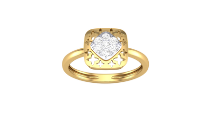 Eclat Celestial Square Gold Ring With - 0.13 Ct Round Diamond Cluster