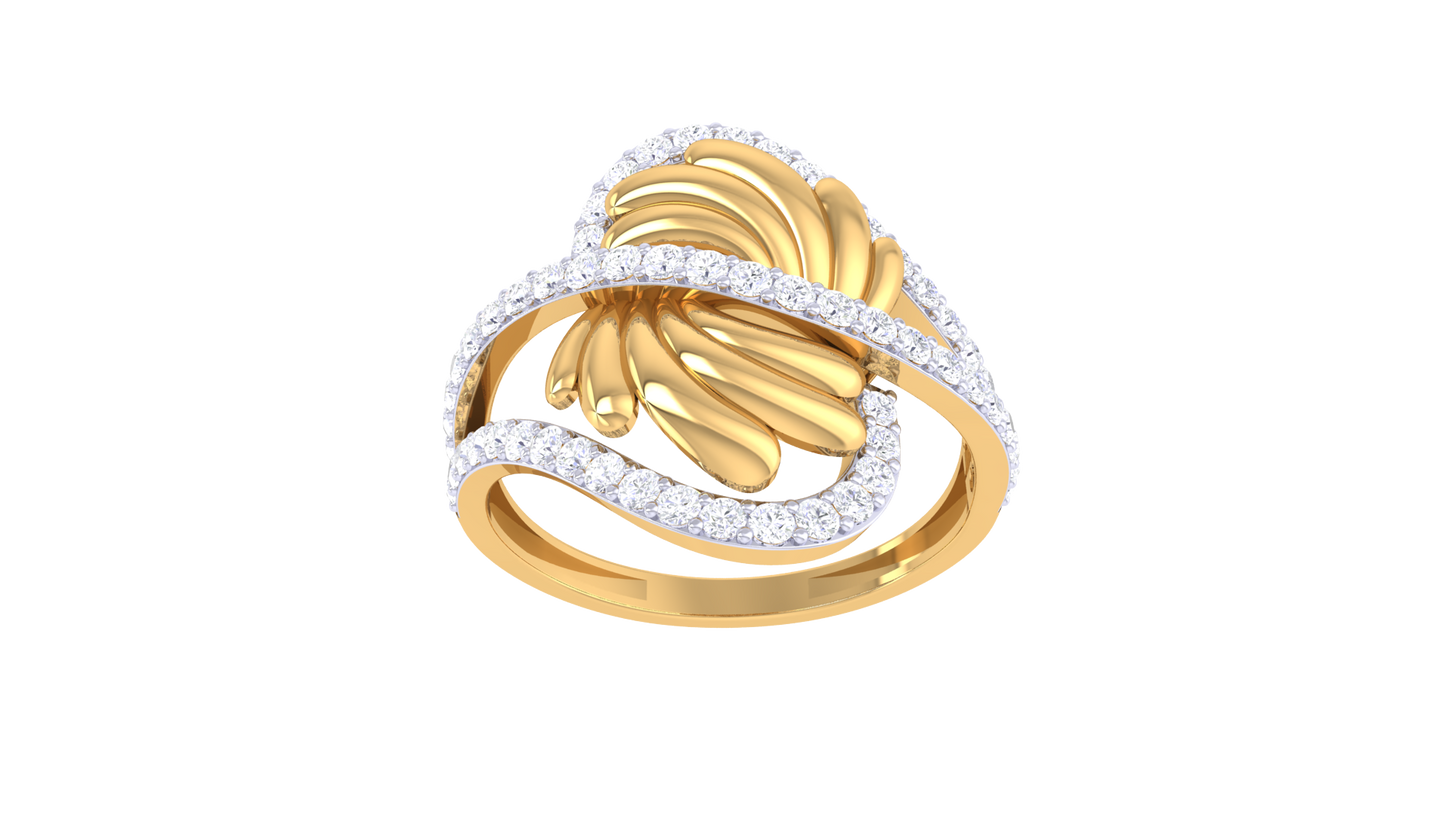 Lumiere Twist Halo Ring In Gold – 0.49 Ct Dazzling Diamonds