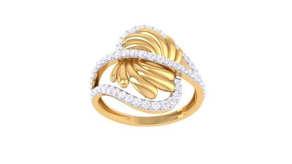 Lumiere Twist Halo Ring In Gold – 0.49 Ct Dazzling Diamonds