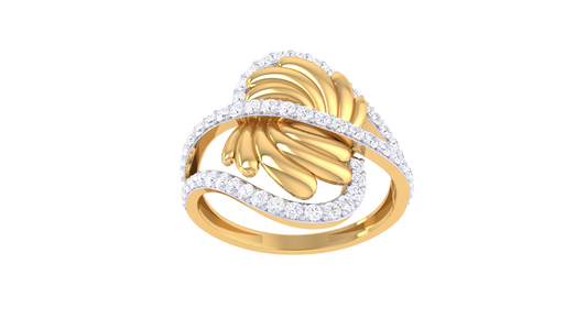 Lumiere Twist Halo Ring In Gold – 0.49 Ct Dazzling Diamonds