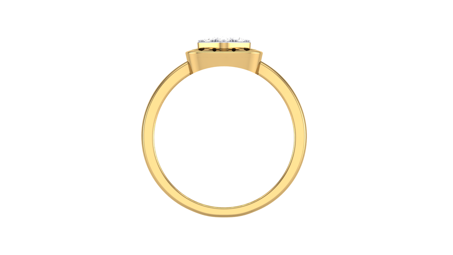 Eclat Celestial Square Gold Ring With - 0.13 Ct Round Diamond Cluster