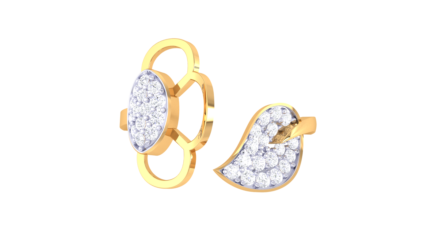 Eclat Fleurous Floral Heart Bypass Ring In Rose Gold – 0.25 Ct Round Diamond