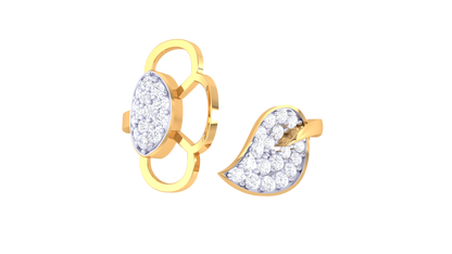 Eclat Fleurous Floral Heart Bypass Ring In Rose Gold – 0.25 Ct Round Diamond