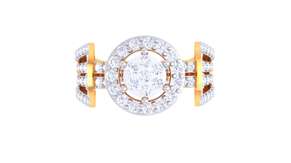 Lumière Halo Symphonie Gold Ring – 0.67 Ct Radiant Round Diamonds