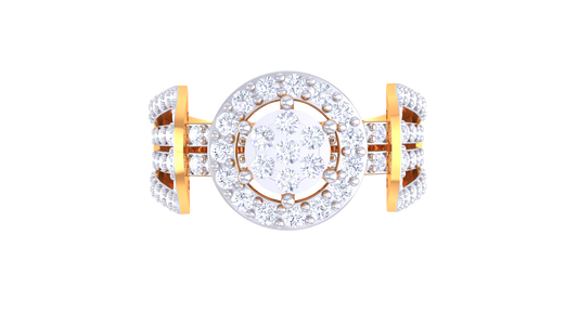 Lumière Halo Symphonie Gold Ring – 0.67 Ct Radiant Round Diamonds