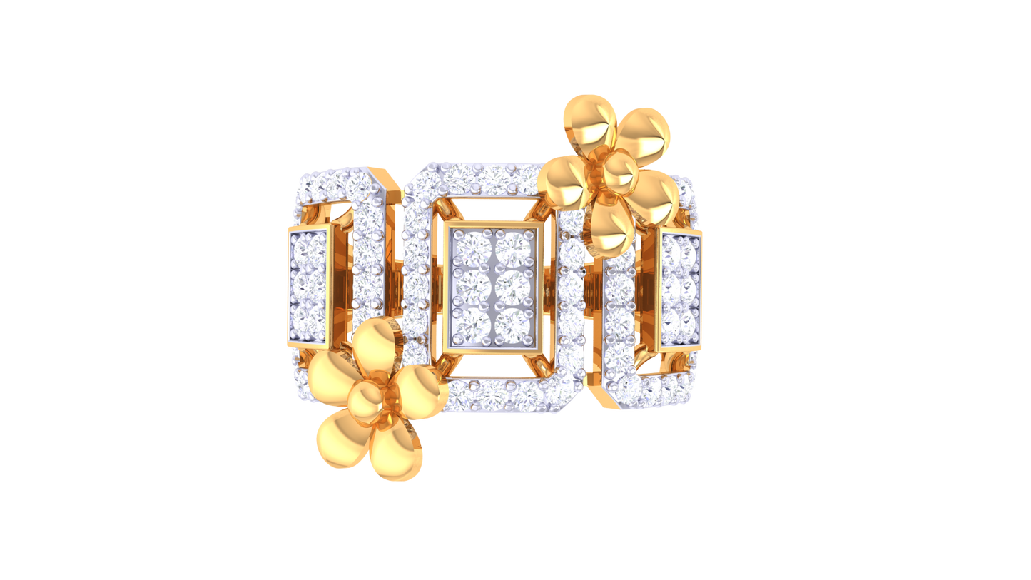 Lumiere Floral Geometry Ring In Gold – 0.84 ct Dazzling Diamonds