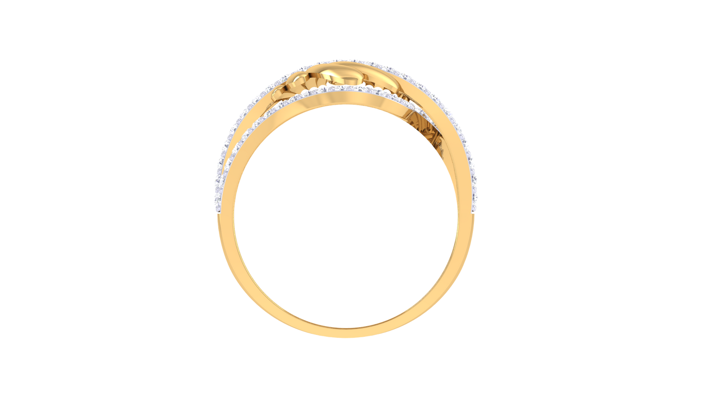 Lumiere Twist Halo Ring In Gold – 0.49 Ct Dazzling Diamonds