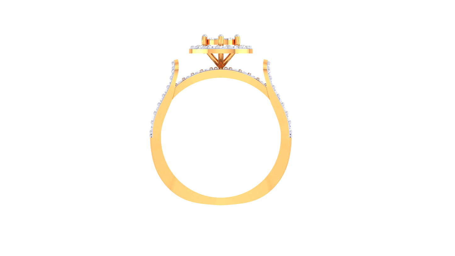 Lumière Halo Symphonie Gold Ring – 0.67 Ct Radiant Round Diamonds