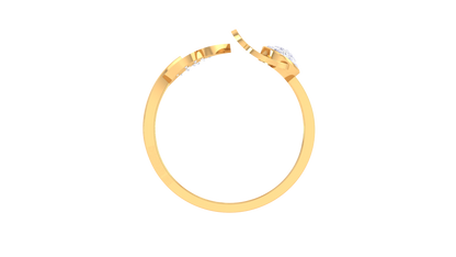 Eclat Fleurous Floral Heart Bypass Ring In Rose Gold – 0.25 Ct Round Diamond