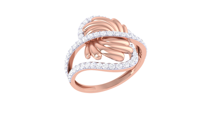 Lumiere Twist Halo Ring In Gold – 0.49 Ct Dazzling Diamonds