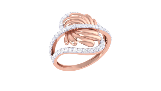 Lumiere Twist Halo Ring In Gold – 0.49 Ct Dazzling Diamonds