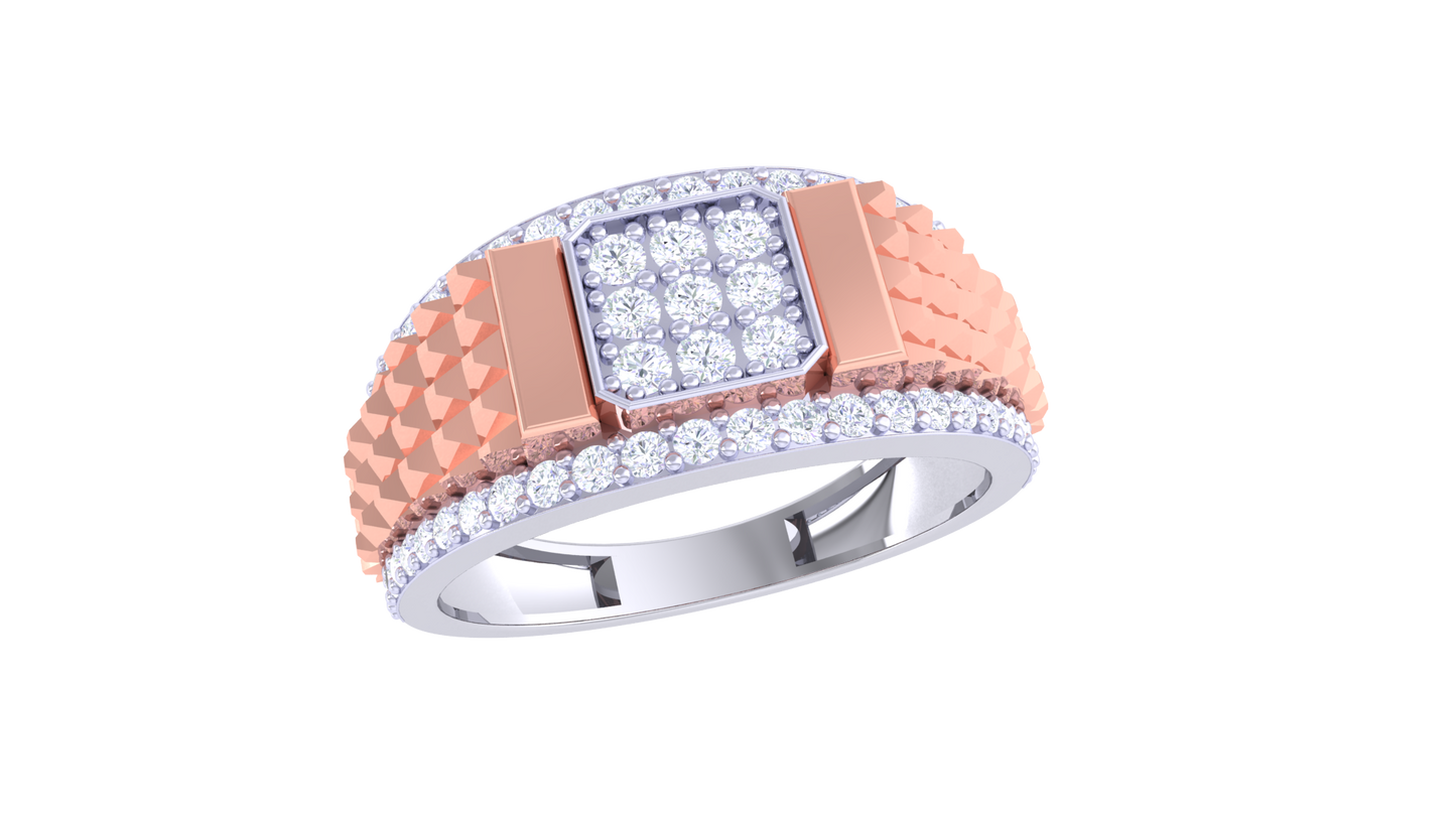 Iconique Signature Rose Gold Ring– 0.62 Ct Princess & Round Diamonds